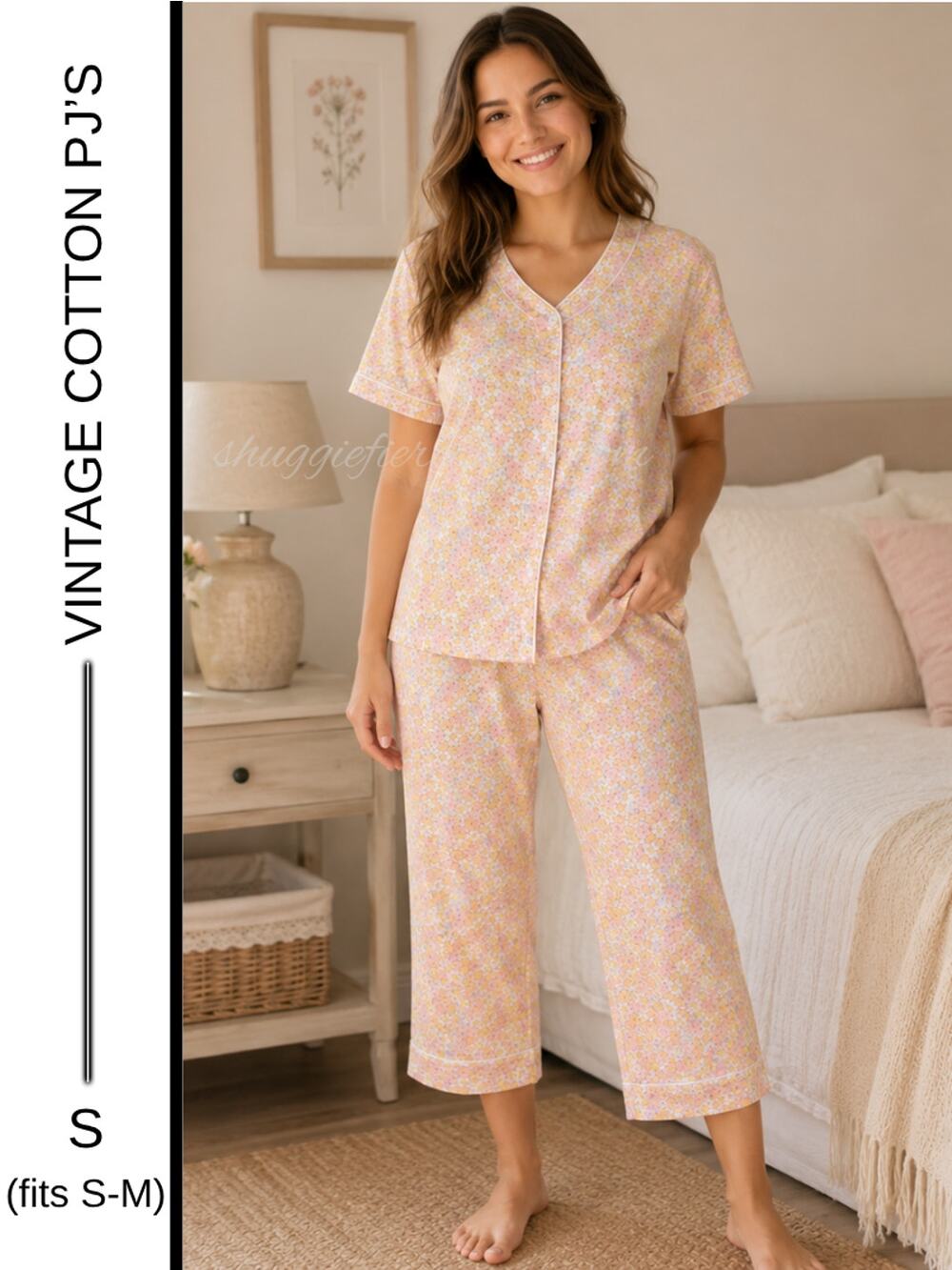 Vintage  ✨ Vintage Floral Cotton Pajama Set Size S (fits S-M)✨SAME/NEXT DAY SHIP